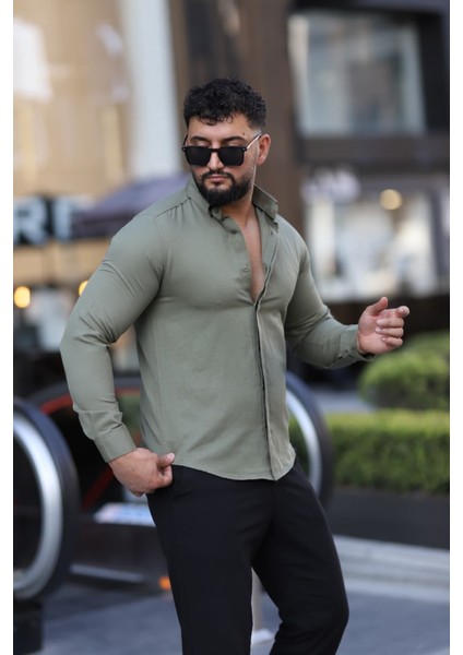 Saklı Düğmeli Slim Fit Klasik Yaka Uzun Kol Pamuk Gömlek fiyatları