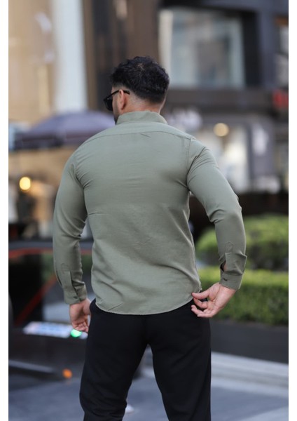 Saklı Düğmeli Slim Fit Klasik Yaka Uzun Kol Pamuk Gömlek modelleri