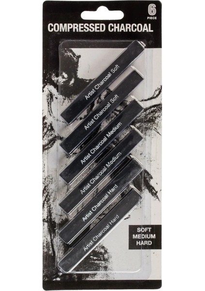 Sıkıştırılmış Kömür Füzen Seti 6'lı 1 Paket Siyah Kare Press Kömür Füzen Yassı Çizim Gölgelendirme