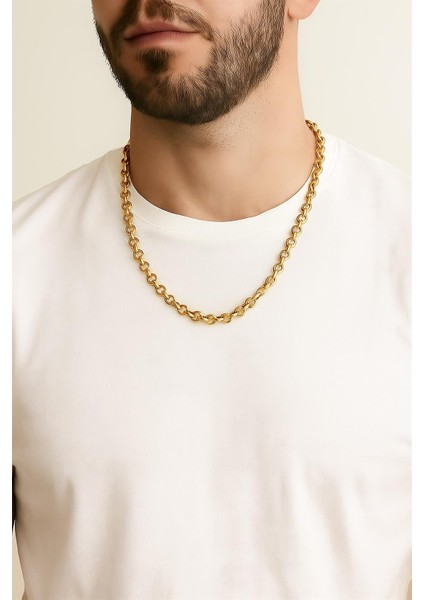 Altın Renk Doc Model Zincir 55 cm Unisex Çelik Kolye