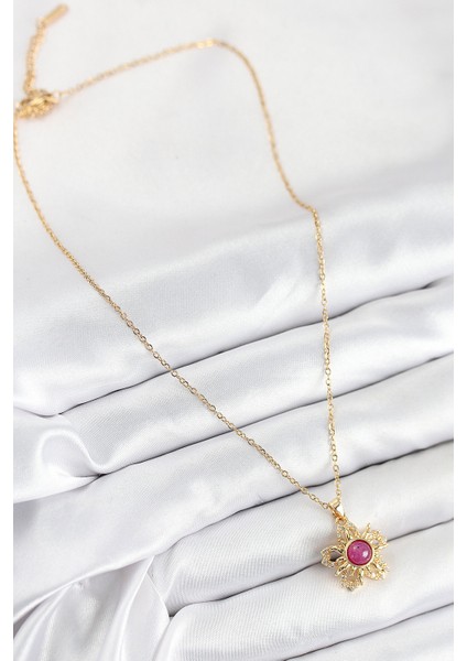 316L Çelik Zirkon Taşlı Döner Güneş Model Gold Renk Kadın Kolye fiyatları