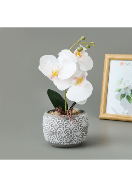 Etnik Desenli Beton Saksı Real Touch Orkide - Asorti - 28X12X12 cm fiyatları