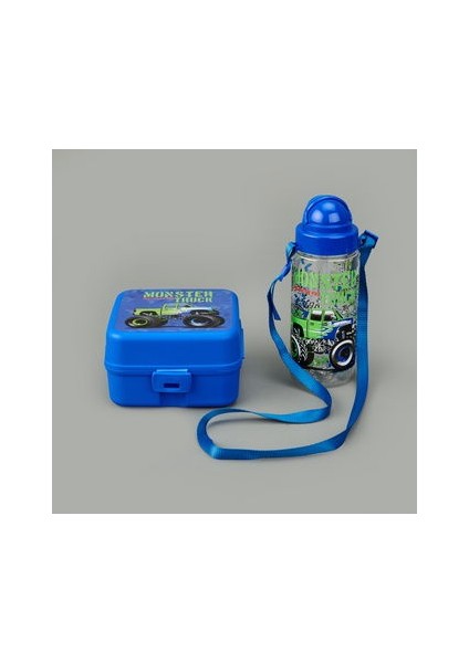 Leya Erkek Çocuk Matara ve Beslenme Kutusu Seti - Mavi - 1 Lt + 500 ml