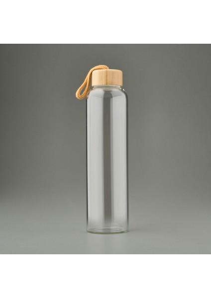 H2O Bambu Kapaklı Cam Matara - Şeffaf / Açık Kahverengi - 750 ml