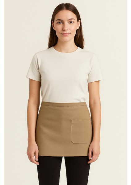 Garson Aşçı ve Mutfak Şef Yarım Bel Önlük Leke Tutmaz Cepli Servis Önlüğü Unisex Short Apron
