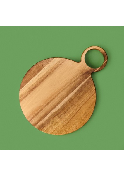 Akasya Yuvarlak Halkalı Kesim Tahtası - Kahverengi - 38X28 cm modelleri