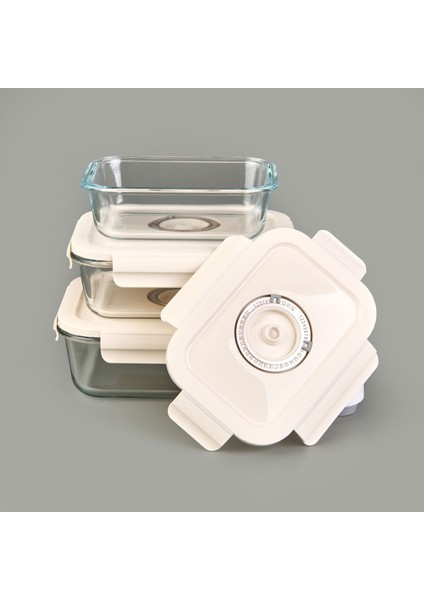 5'li Vakumlu Cam Saklama Kabı Seti - Renkli modelleri