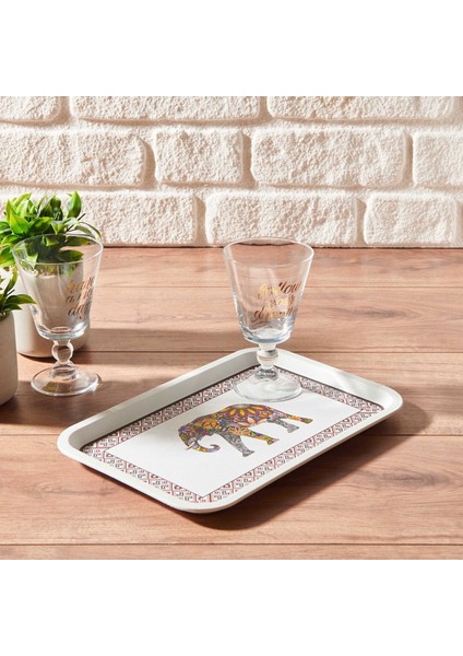 Home Fil Desenli Toya Kahve Tepsisi - 30,5X20,5 cm