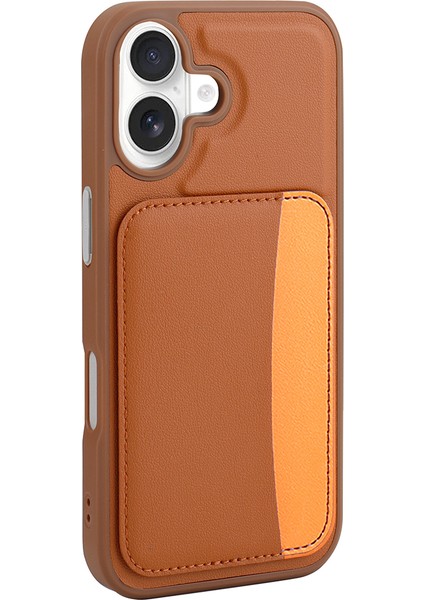 iPhone 17 Kılıf Kartlıklı Zore X-Kart Silikon Kapak - Kahverengi