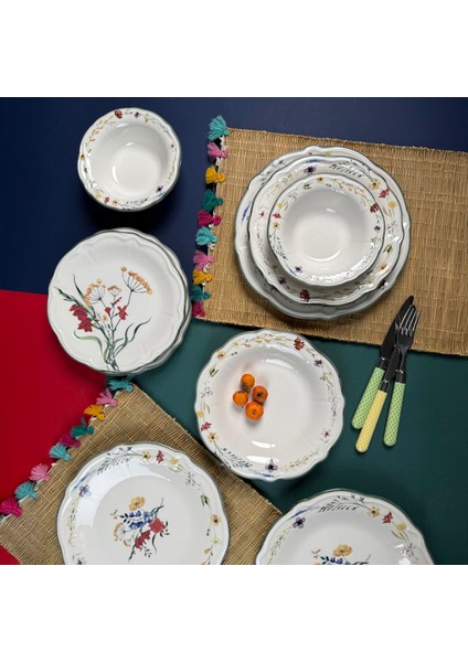 Kitchen Bloom 24 Parça Yemek Takımı - Renkli
