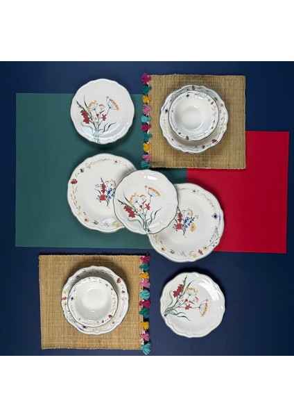 Kitchen Bloom 24 Parça Yemek Takımı - Renkli modelleri