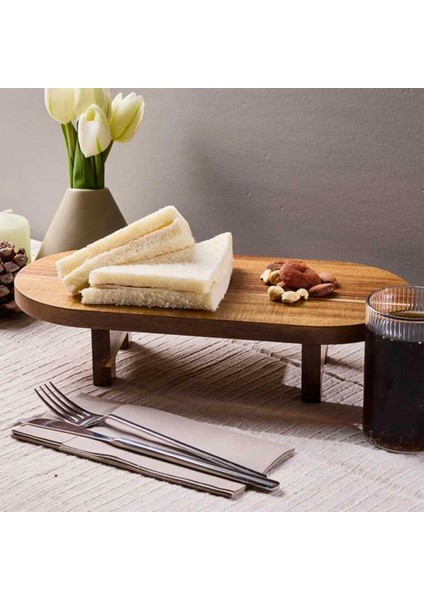 Morry Akasya Sunumluk - Kahverengi - 39X17 cm