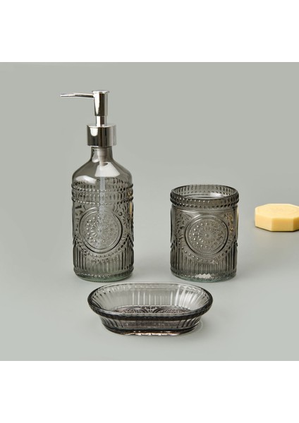 Bath 3'lü Cam Banyo Sıvı Sabunluk Seti - Antrasit fiyatları