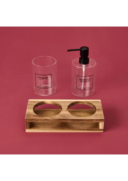 Cam 2'li Yuvarlak Sıvı Sabunluk Seti - Şeffaf / Gri / Kahverengi fiyatları