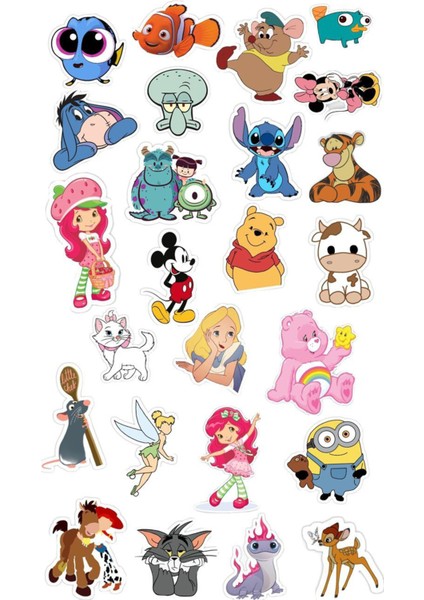Çizgi Film Karakterleri Telefon Laptop Notebook Tablet Defter Matara Stiker Etiket ST2069