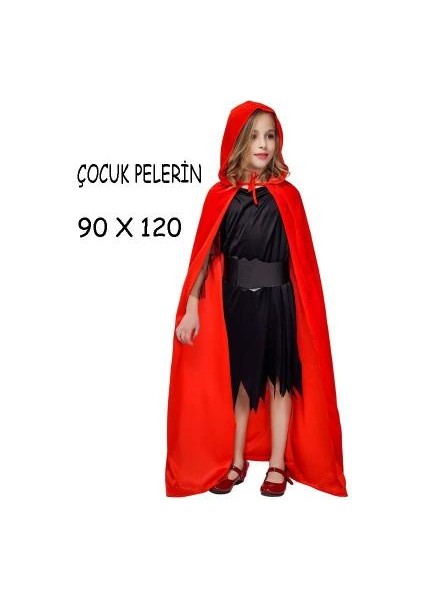 Parti Cadılar Bayramı Halloween Kapişonlu Kırmızı Pelerin 90 cm fiyatları