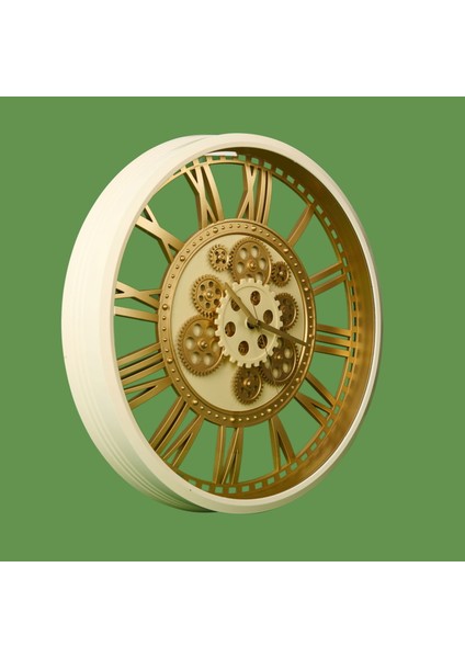 Çarklı Duvar Saati - Krem / Altın - 50 cm fiyatları