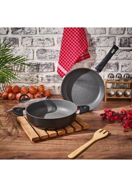 Neo 3 Parça Granit Tencere Seti - Siyah