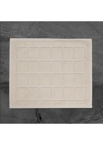Soft Kare 2'li Banyo Paspası - Ekru - 60X100 cm + 50X60 cm modelleri