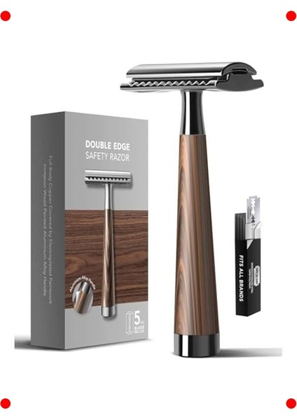 Paslanmaz Çelik Çift Yönlü Manuel Traş Bıçağı + 10 Jilet