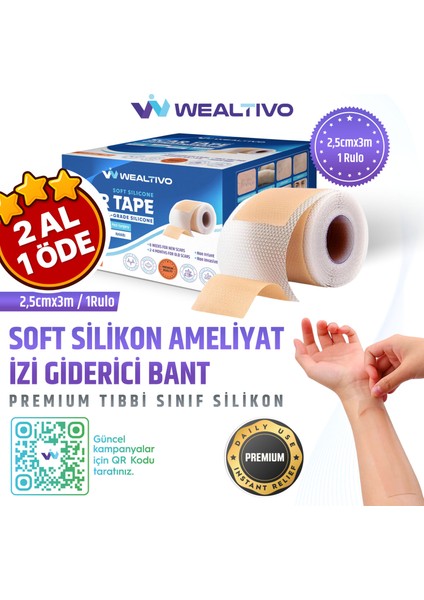 Soft Silikon Bant, Silikonlu Yara İzi Giderici Bandı 3m, Skar Ameliyat Sezeryan Yanık Cerrahi İzler için Keloid Bandı