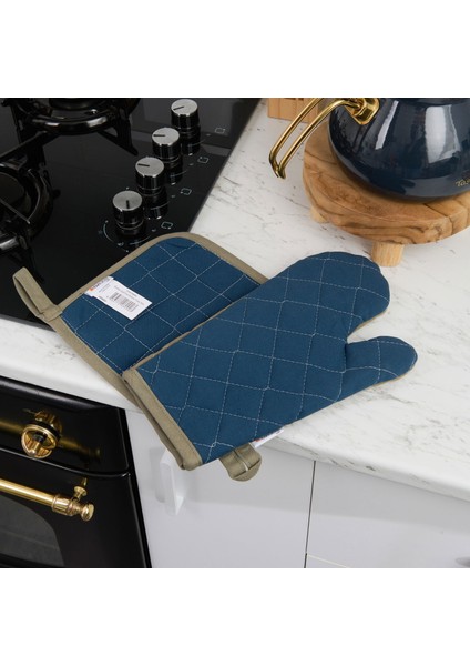 Soft Fırın Eldiven Tutaç Seti - Yeşil / Lacivert