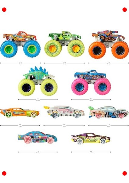 Karanlıkta Parlayan Canavar Kamyon Seti (10 Parça) modelleri