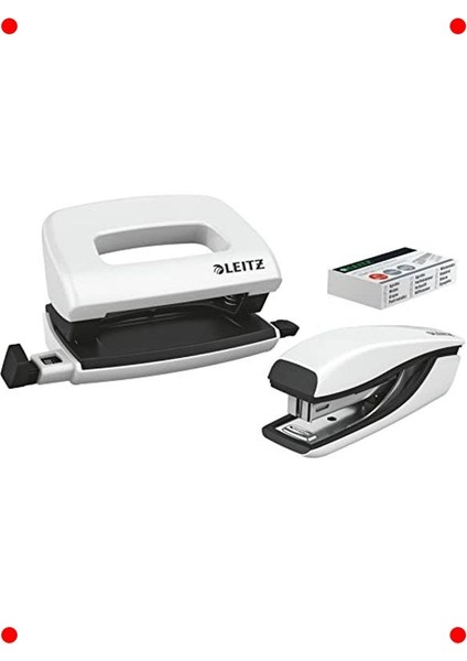 Mini Delgeç ve Zımba Seti, 10 Sayfa, No.10 Teli, Beyaz