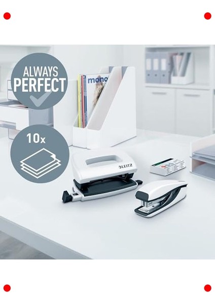 Mini Delgeç ve Zımba Seti, 10 Sayfa, No.10 Teli, Beyaz fiyatları