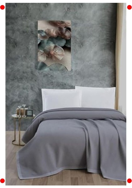 %100 Pamuk Dört Mevsim Tek Kişilik Pike (Gri)