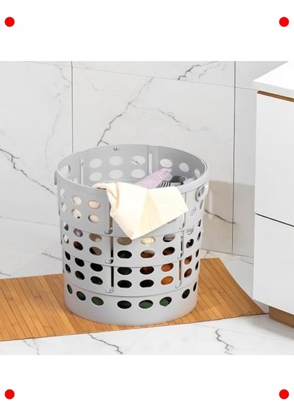 Katlanabilir Çamaşır Sepeti, Orta Boy, 15L, Gri