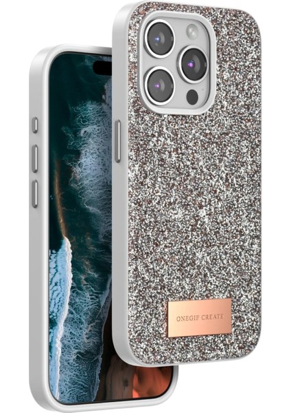 Apple iPhone 14 Pro Max Uyumlu Parlak Simli Taşlı Premium Kalite Kadın Telefon Kılıfı Kapak