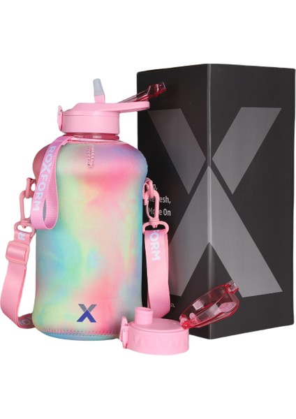 Suluk Matara 2200 Ml, Premium Pp Malzeme, Sağlıklı Bpa & Bps Içermez, Kılıflı, Çift Kapaklı, Koku Yapmaz, Sızdırmaz ve Dayanıklı, Renkli Kılıf, Pembe