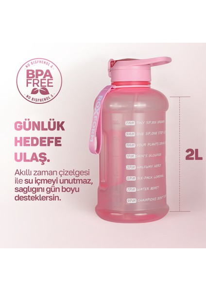 Suluk Matara 2200 Ml, Premium Pp Malzeme, Sağlıklı Bpa & Bps Içermez, Kılıflı, Çift Kapaklı, Koku Yapmaz, Sızdırmaz ve Dayanıklı, Renkli Kılıf, Pembe