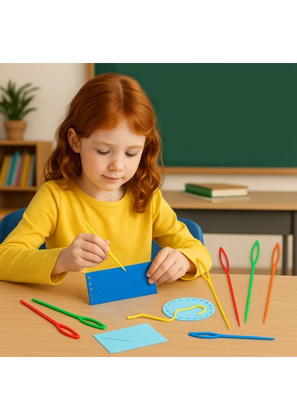 ( 10 Adet ) Renkli Plastik Yün Iğnesi 9 cm Örgü Dikme Iplik Iğnesi fırsatları