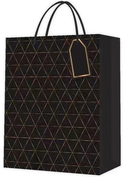 Siyah Desenli Büyük Boy Karton Çanta