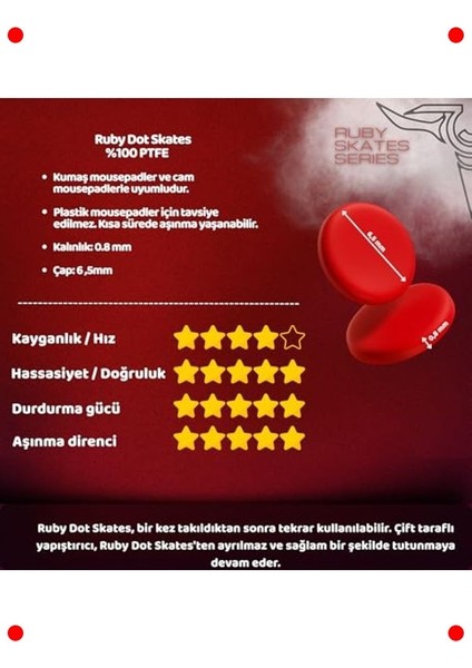 Dot ve Donut Şeklinde Kaymaz Skatez Seti (Ruby) modelleri