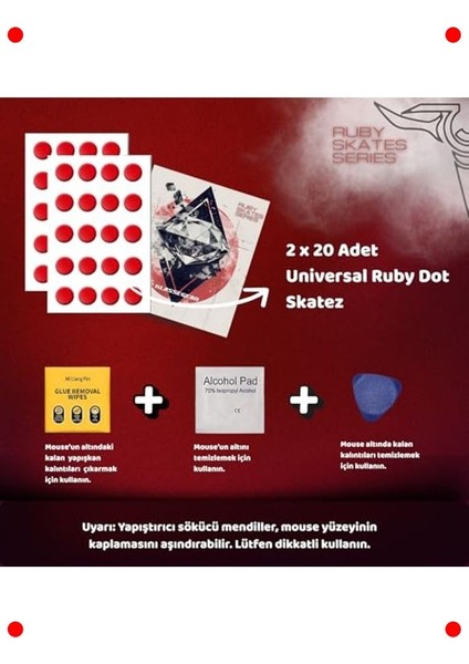 Dot ve Donut Şeklinde Kaymaz Skatez Seti (Ruby) fırsatları
