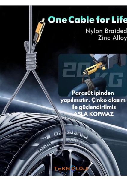 Şarj Kablosu 27W ve 65W Hızlı Şarj Type-C Iphone Hepsi Ile Uyumlu Paraşüt Ipinden Kopmaz Kablo fiyatları
