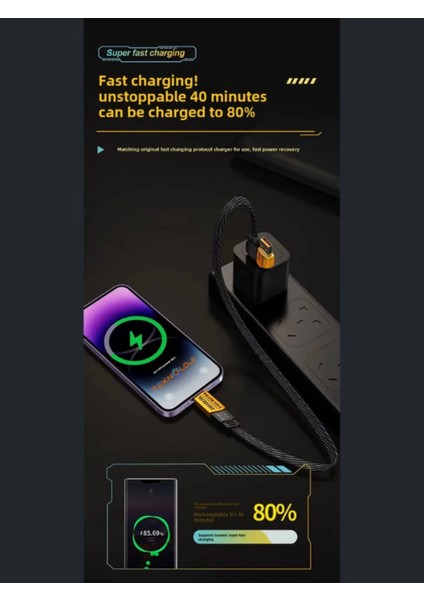 Şarj Kablosu 27W ve 65W Hızlı Şarj Type-C Iphone Hepsi Ile Uyumlu Paraşüt Ipinden Kopmaz Kablo modelleri