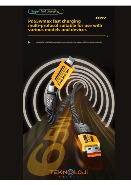 Şarj Kablosu 27W ve 65W Hızlı Şarj Type-C Iphone Hepsi Ile Uyumlu Paraşüt Ipinden Kopmaz Kablo fırsatları