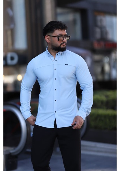 Slim Fit Uzun Kollu Klasik Yaka Düğmeli Gömlek - Şık & Günlük Kombin