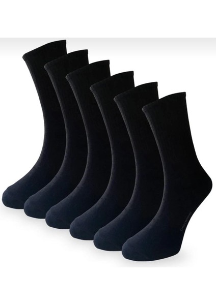 6’lı Siyah Fitilli Erkek Tenis Çorap Seti – Pamuklu Spor Çorap