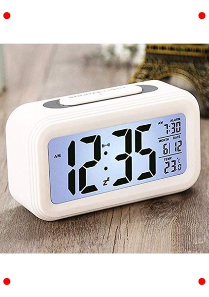 Dekoratif Dijital Masa Saati Alarmlı Beyaz modelleri
