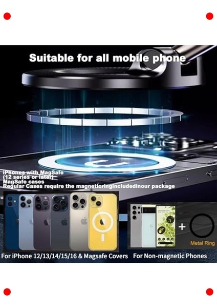 360° Dönebilen Vakumlu Manyetik Telefon Tutucu fiyatları