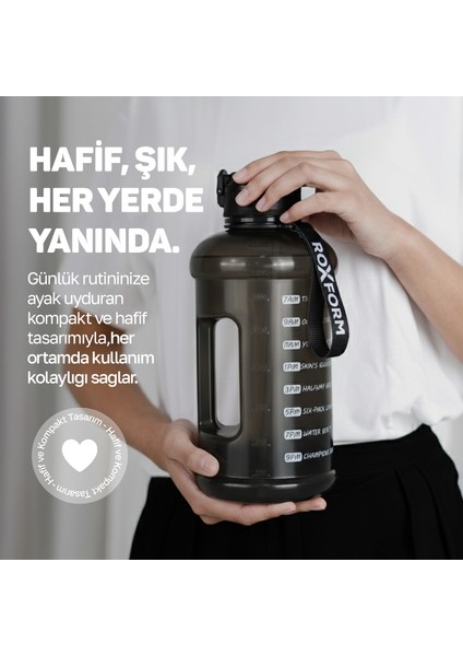 Suluk Matara 2200 Ml, Premium Pp Malzeme, Sağlıklı Bpa & Bps Içermez, Kılıflı, Çift Kapaklı, Koku Yapmaz, Sızdırmaz ve Dayanıklı, Bordo Kılıf, Siyah