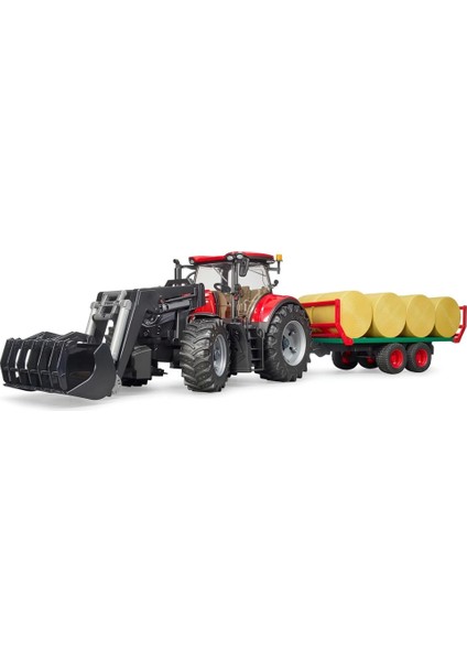 Bruder Case Optum 300CVX Kepçeli Traktör ve Balya Taşıma Römorku BR03198
