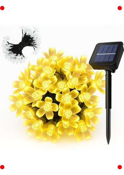 Güneş Enerjili 30 LED Çiçek Işık Zinciri - Dış Mekan