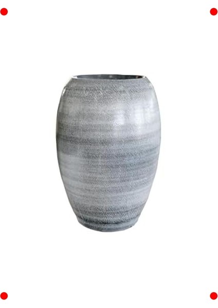 Darbeli Uzun Siyah Seramik Saksı 20X30 cm