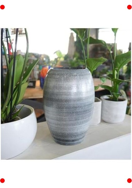 Darbeli Uzun Siyah Seramik Saksı 20X30 cm fiyatları